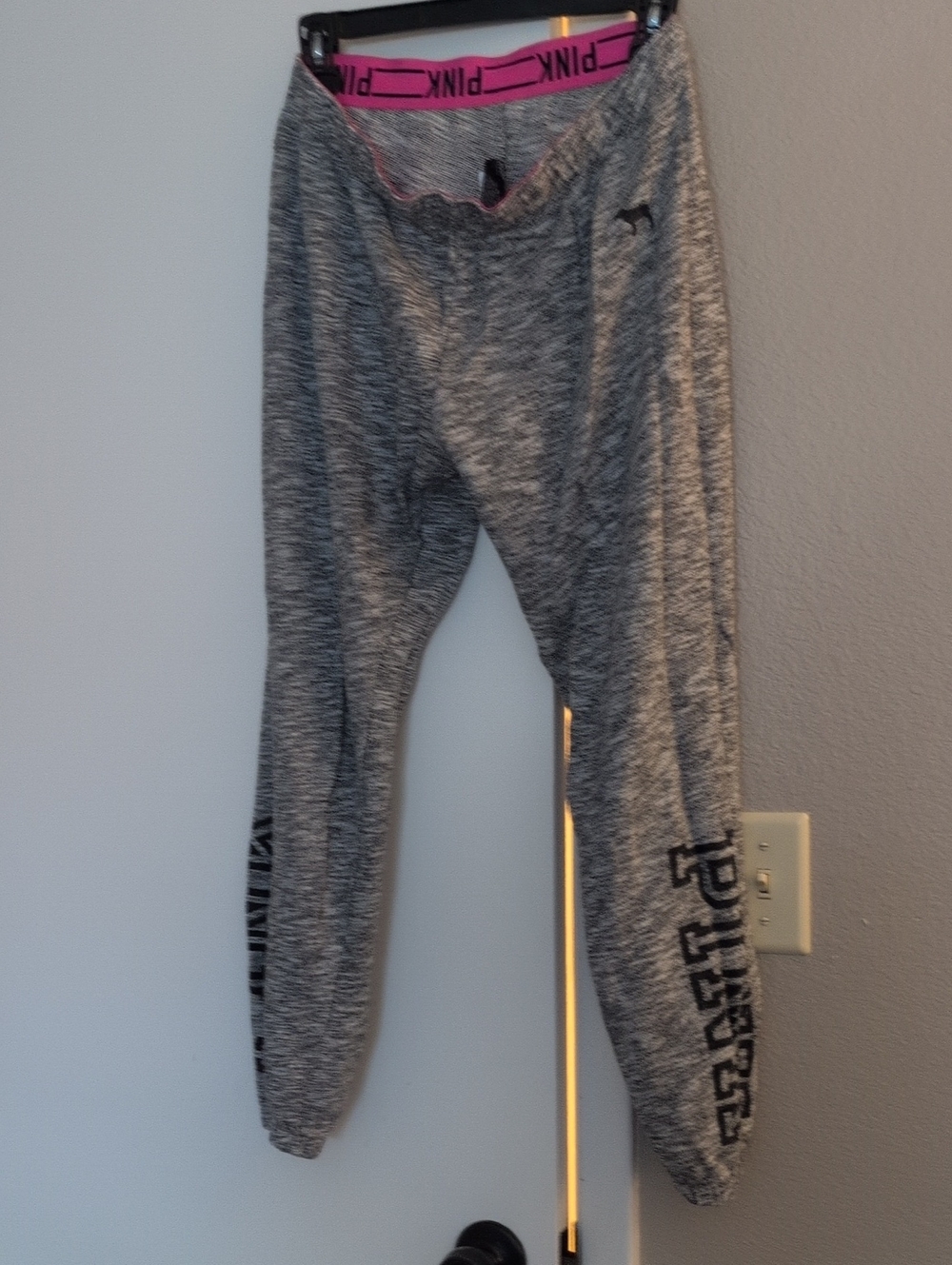 PINK Victoria's Secret Grey Marled Joggers with Pink Waistband